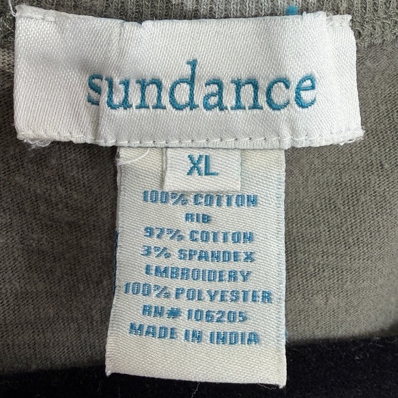Sundance Embroidered Floral Tunic Top XL Olive Green Boho Cottagecore - Picture 8 of 15